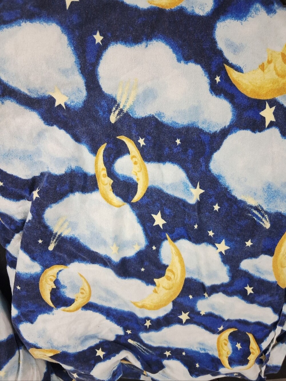 Vintage 90s Celestial Moon Star Sheet Set Queen Fitted & Flat Only 100% Cotton